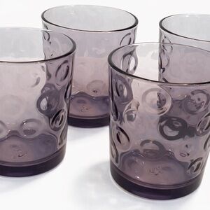 Vintage Circleware Amethyst Purple Optic Dot Glasses Set of 4 Tumblers